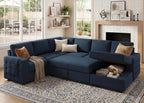 HONBAY Sectional Sleeper Sofa with Pull Out Bed U-Shape Sectional Couch Sleeper Bed with Storage Chaise 6 Seater Sleeper Sectional Sofa, Light Grey Gronata