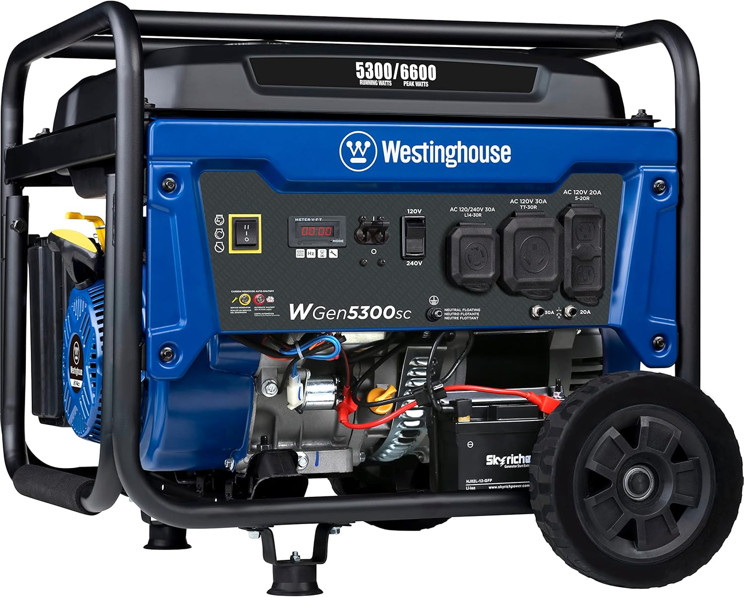 Westinghouse 6600 Watt Home Backup Portable Generator, Electric Start, Transfer Switch Ready 30A Outlet, RV Ready 30A Outlet, CO Sensor Gronata