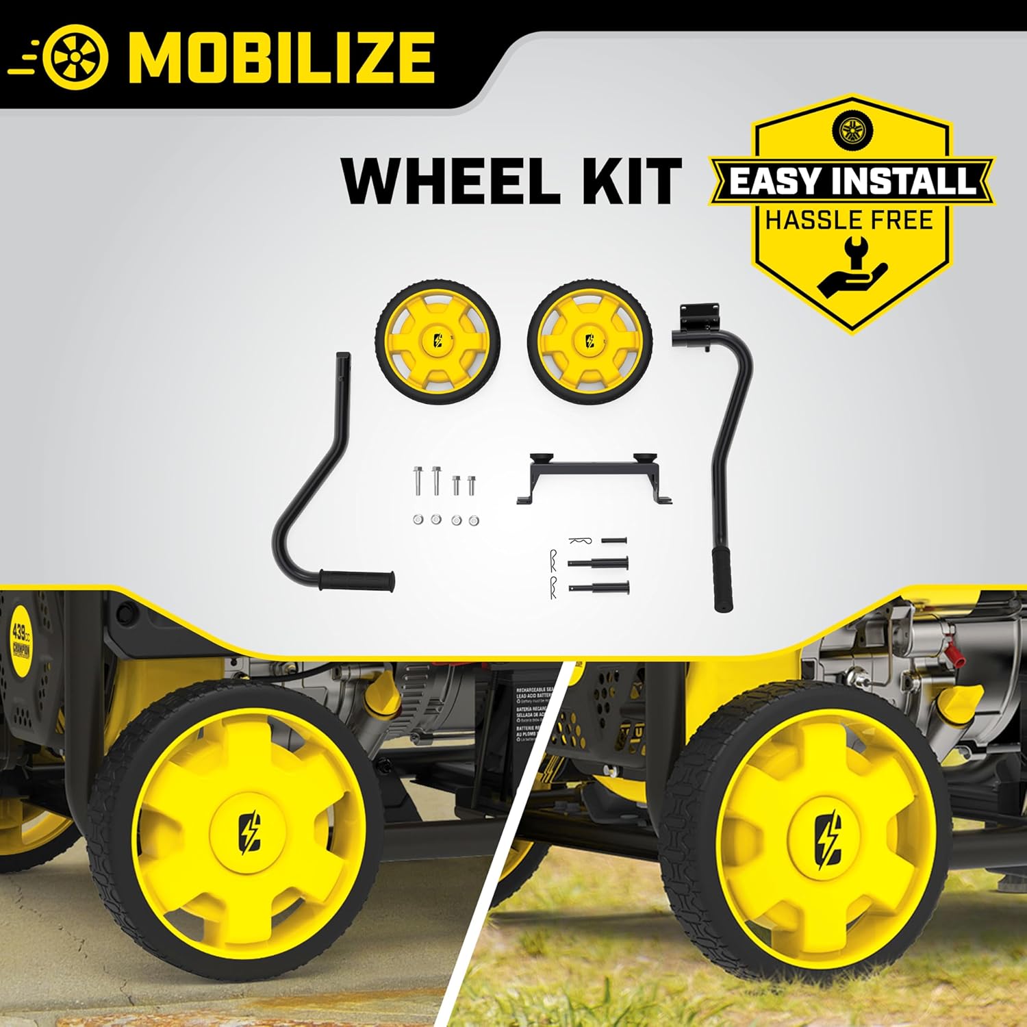 Champion Power Equipment 40065 Wheel Kit with Folding Handle and Never Flat Tires, for 2800-4750-Watt Generators, Black Gronata