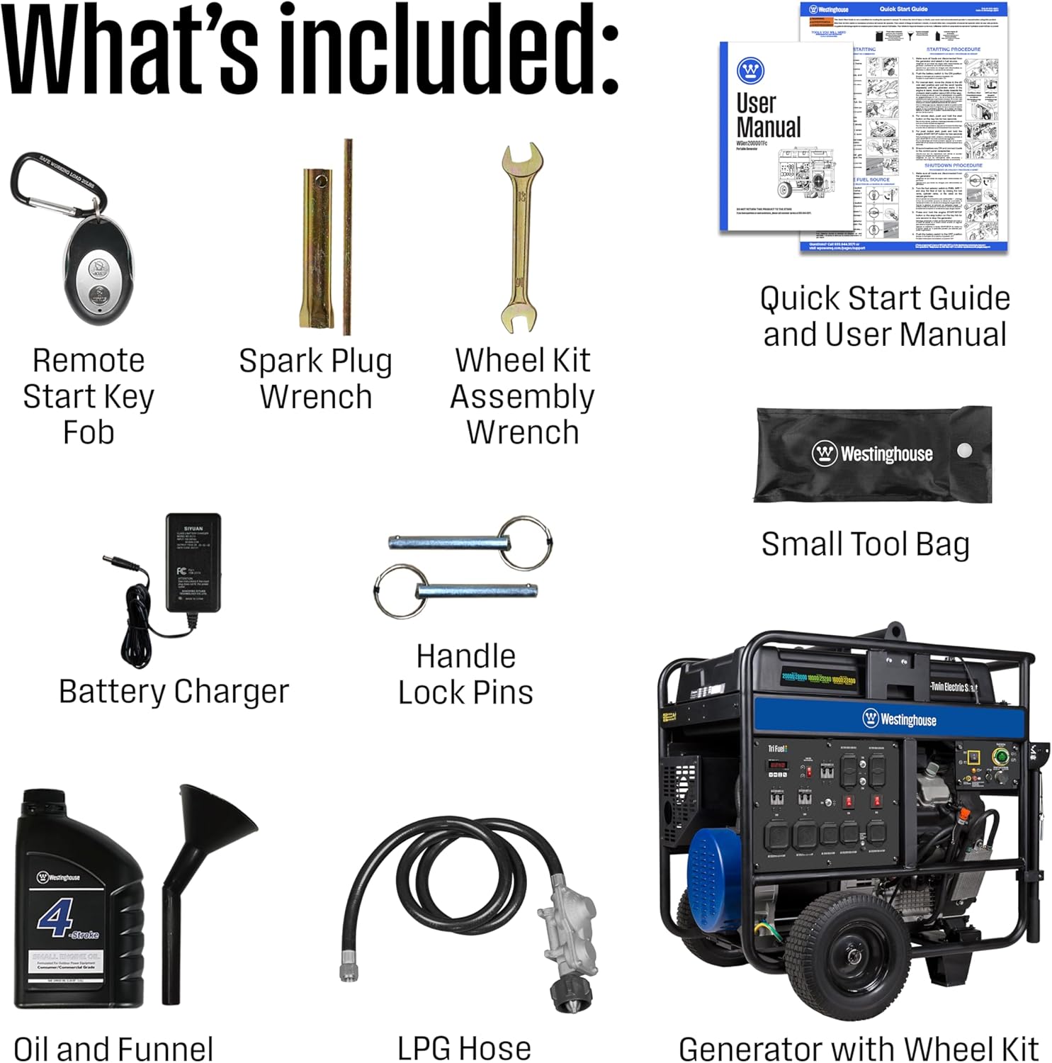 Westinghouse 28000 Peak Watt Tri-Fuel Home Backup Portable Generator, Remote Electric Start, Transfer Switch Ready, Gas, Propane, and Natural Gas Powered Gronata