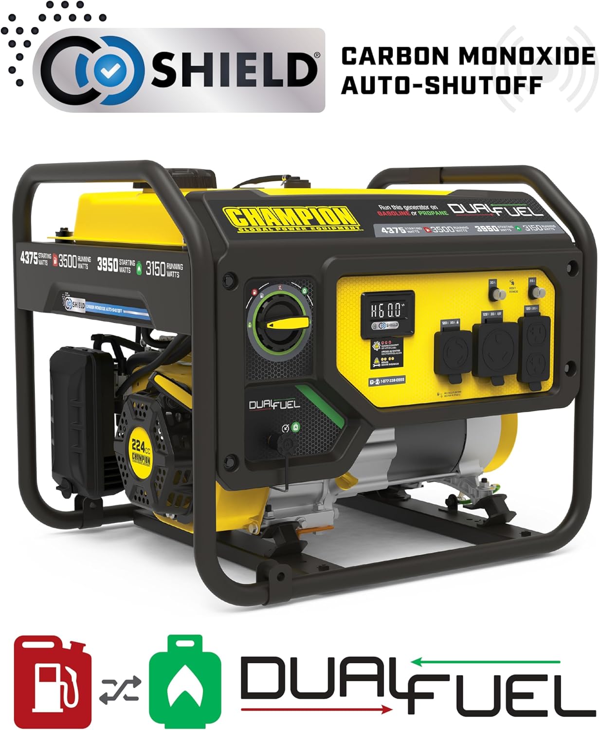 Champion Power Equipment 4375-Watt Dual Fuel RV Ready Portable Generator with Free 3-Year Warranty Gronata