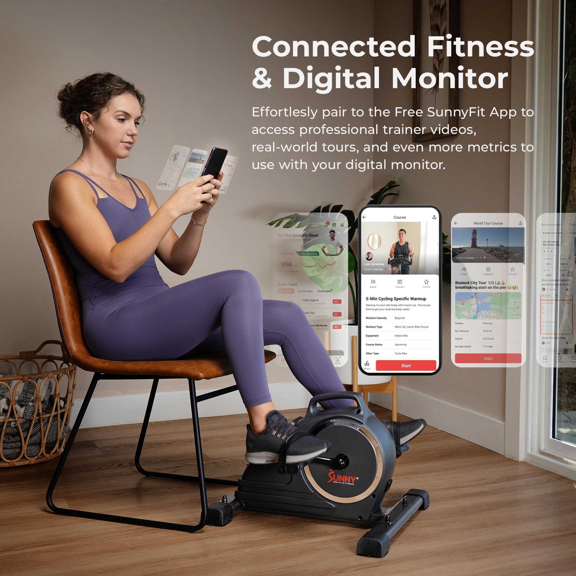 Sunny Health & Fitness Dual Function Smart Motorized Mini Bike Trainer, Under Desk Exercise Machine for Senior Training, Arm/Leg Cardio Cycle Workout, Free SunnyFit App Bluetooth Link-SF-B020029SMART Gronata