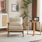Karl home Accent Chair Wide Armrest Mid-Century Lounge Chair Linen Fabric Armchair with Lumbar Pillow & Solid Wood Frame for Living Room, Bedroom, Balcony, Green Gronata