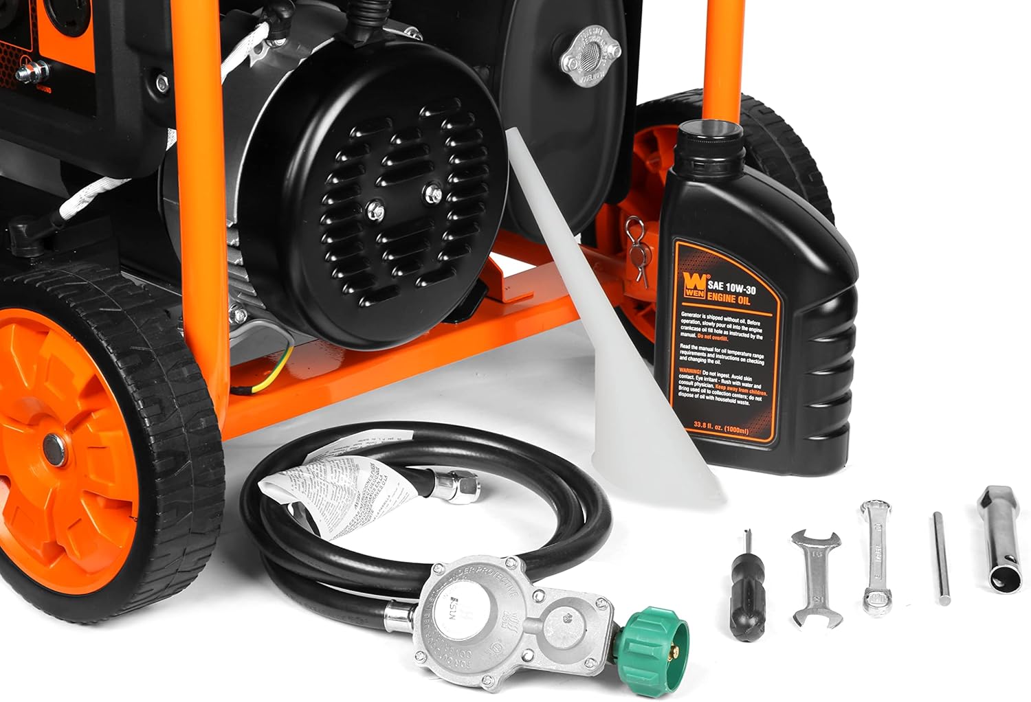 WEN DF623X 6250-Watt 120-Volt/240-Volt Dual Fuel Electric Start Portable Generator with Wheel Kit and CO Shutdown Sensor, Black Gronata