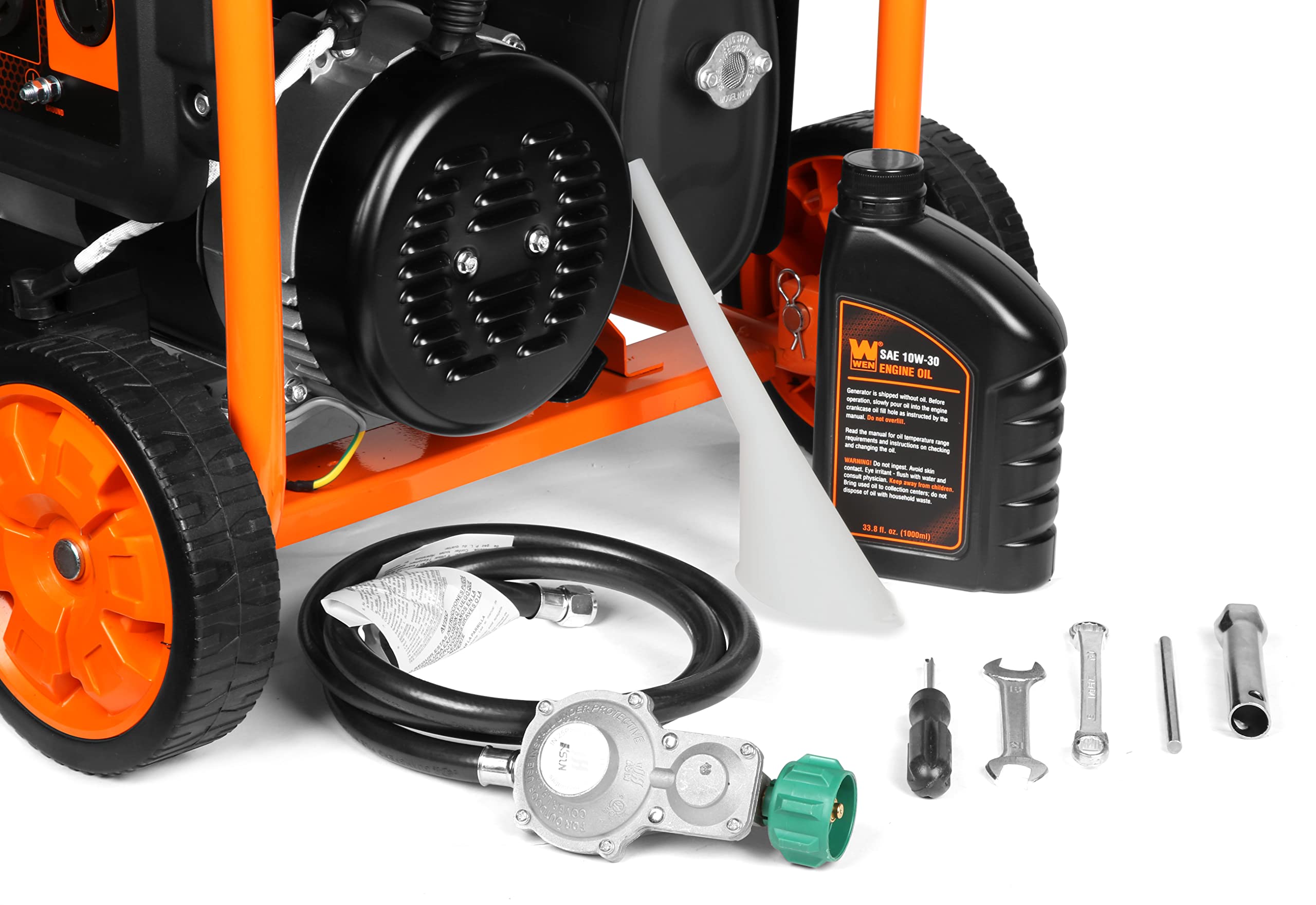 WEN DF623X 6250-Watt 120-Volt/240-Volt Dual Fuel Electric Start Portable Generator with Wheel Kit and CO Shutdown Sensor, Black Gronata
