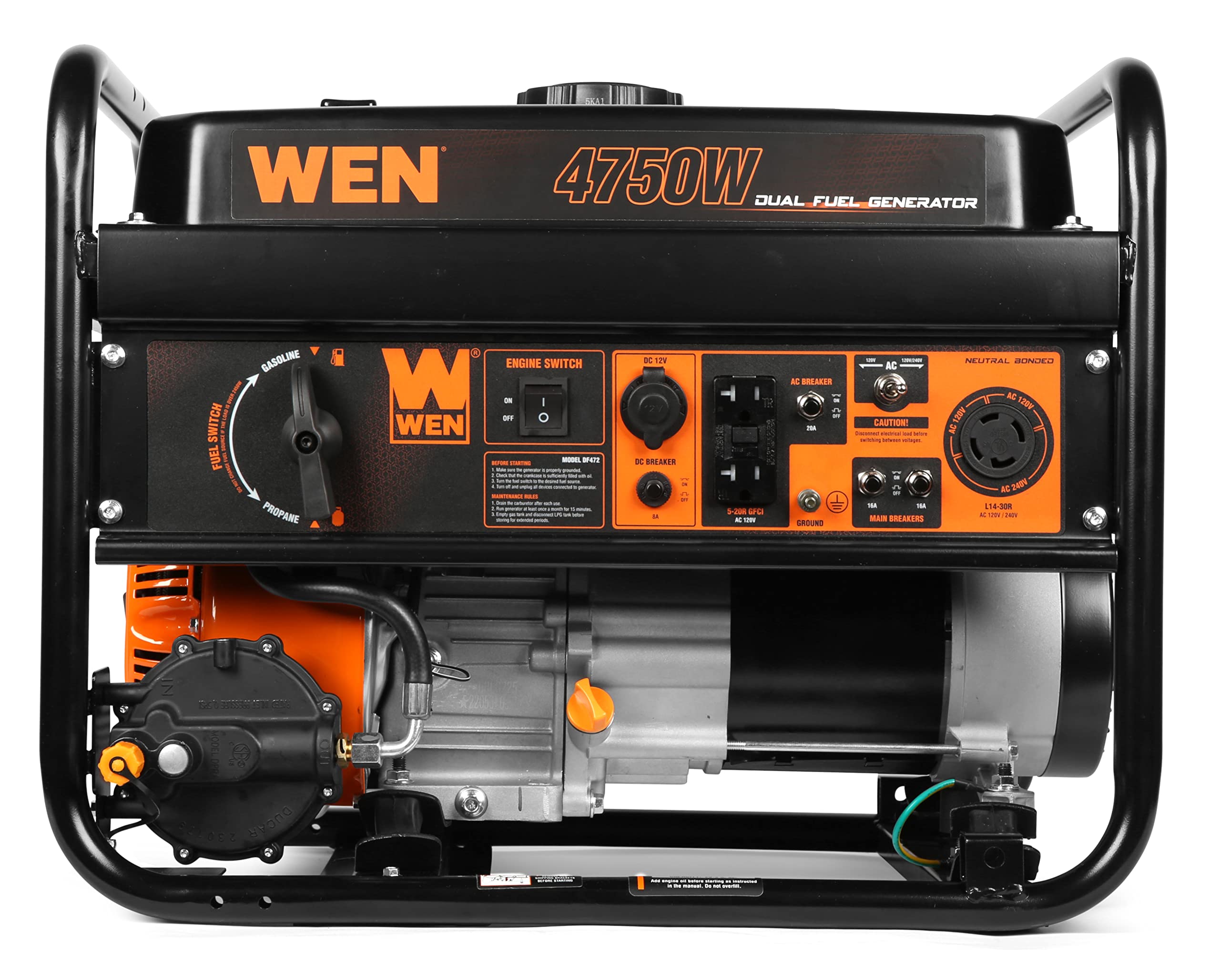 WEN DF472X 4750-Watt 120-Volt/240-Volt Dual Fuel Portable Generator with CO Shutdown Sensor Gronata