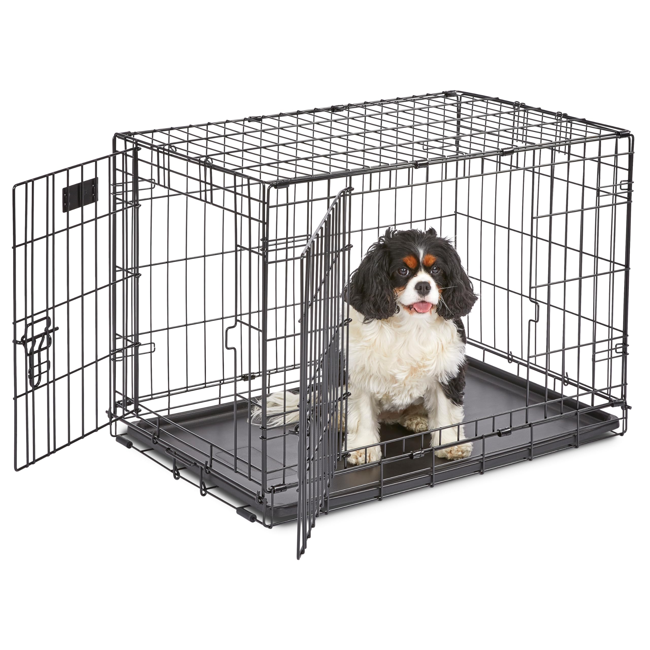 MidWest Homes for Pets 30-Inch iCrate for Medium Breeds, 21-40 lbs, Single Door Folding Dog Crate with Divider Panel, Leak-Proof Tray & Secure Latch, Portable, Durable & Easy to Assemble Gronata
