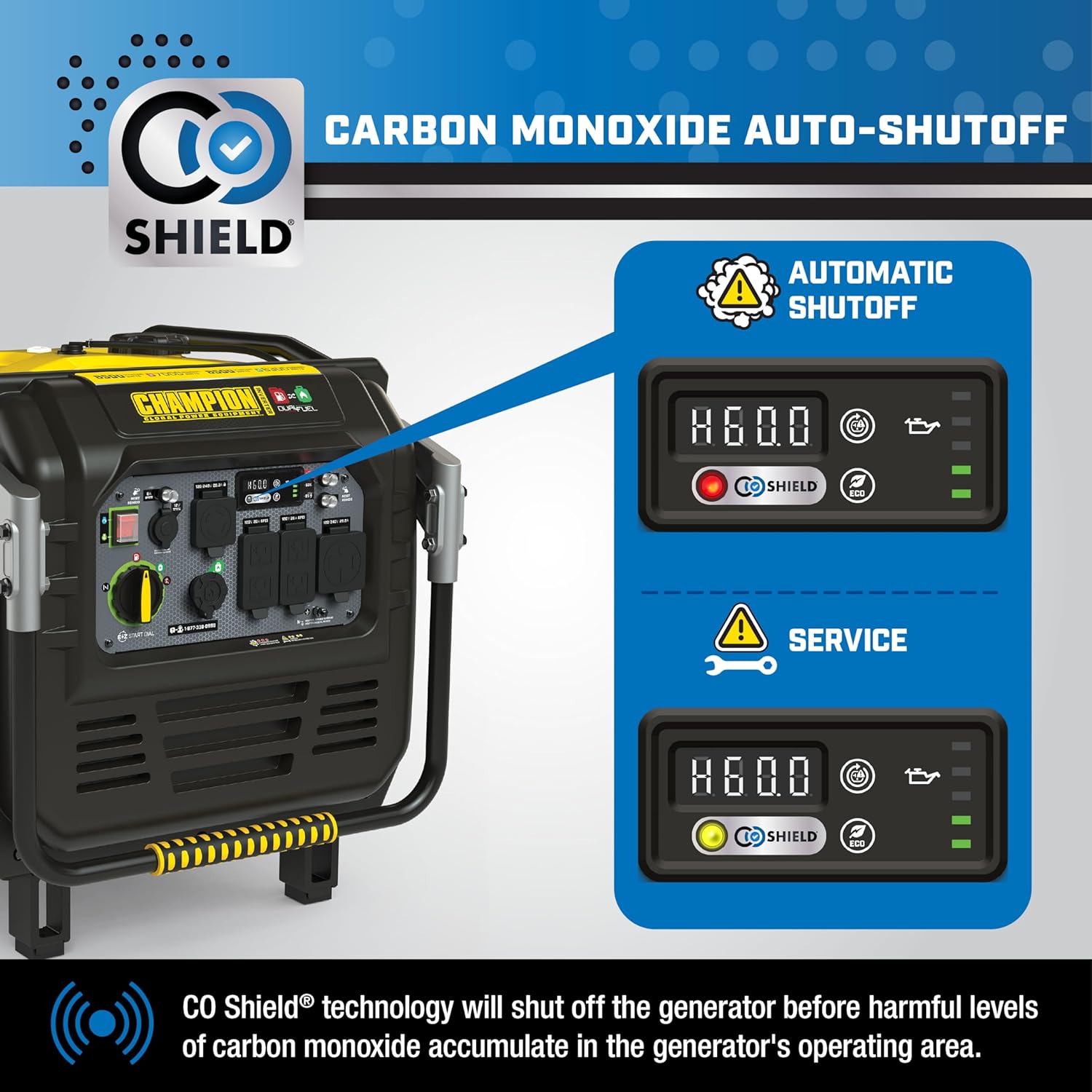Champion Power Equipment 8500-Watt Electric Start Dual Fuel Home Backup Portable Inverter Generator with Quiet Technology and CO Shield Gronata