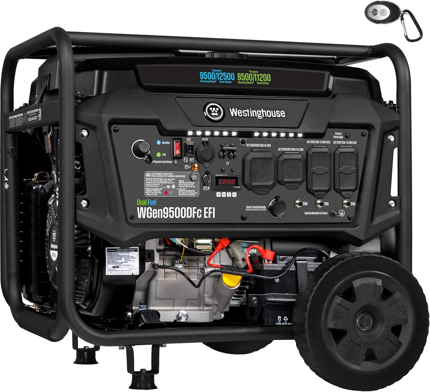 Westinghouse 12500 Peak Watt EFI Dual Fuel Home Backup Portable Generator, Remote Electric Start, Transfer Switch Ready, Gas and Propane Powered, CO Sensor, CARB Compliant Gronata