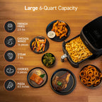 Cosori 9-in-1 TurboBlaze Air Fryer 6 Qt, PFAS-Free Ceramic Coating, 90°–450°F, Precise Heating for Even Results, Air Fry, Roast, Bake, Broil, Dry, Frozen, Proof, Reheat, Keep Warm, 120V, Dark Gray Gronata