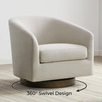 CHITA Swivel Accent Chair, Fully Assembled Fabric Barrel Armchair with FSC Certified Upholstered for Living Room, Bedroom and Office, Cream Gronata