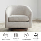 CHITA Swivel Accent Chair, Fully Assembled Fabric Barrel Armchair with FSC Certified Upholstered for Living Room, Bedroom and Office, Cream Gronata