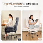 Big and Tall Office Chair, Flip Armrests for Pets & Cross Legged Sitting, Executive Ergonomic Computer Gaming Chair with Foot Rest, Teddy Fleece Wide Seat Reclining Desk Chair, White Vanity Chair Gronata