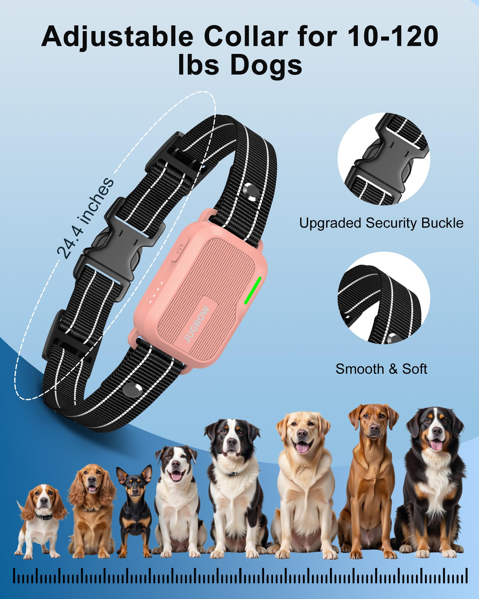 Jugbow Dog Shock Collar - 4500FT Dog Training Collar with Remote, IPX8 Waterproof Electric Dog Collar with 4 Training Modes, Security Lock, Rechargeable eCollar for 10-120lbs Small Medium Large Dogs Gronata