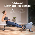 Sunny Health & Fitness Flip & Foldable Rowing Machine for Home w/Extended Slide Rail, Full-Body Workout, Low-Impact, Optional Extra Long Rail, Quiet Rail Cover, Water Motion and Free SunnyFit App Gronata
