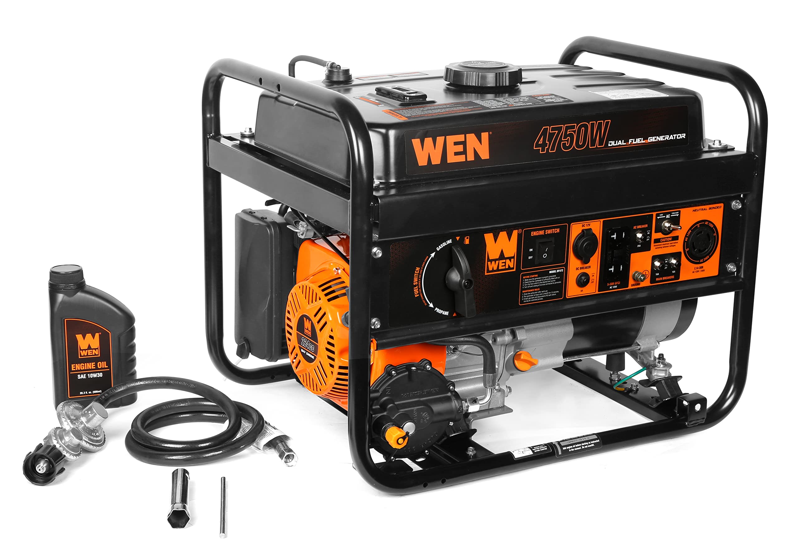 WEN DF472X 4750-Watt 120-Volt/240-Volt Dual Fuel Portable Generator with CO Shutdown Sensor Gronata