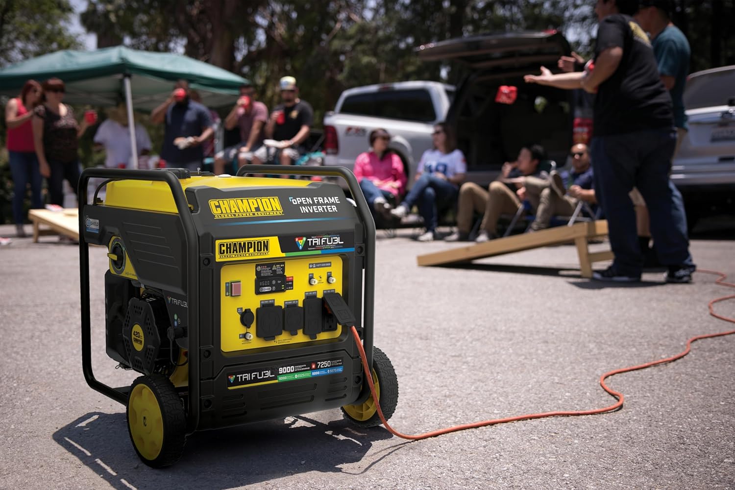 Champion Power Equipment 9000-Watt Electric Start Tri Fuel Home Backup Portable Open Frame Inverter Generator with Quiet Technology and CO Shield Gronata
