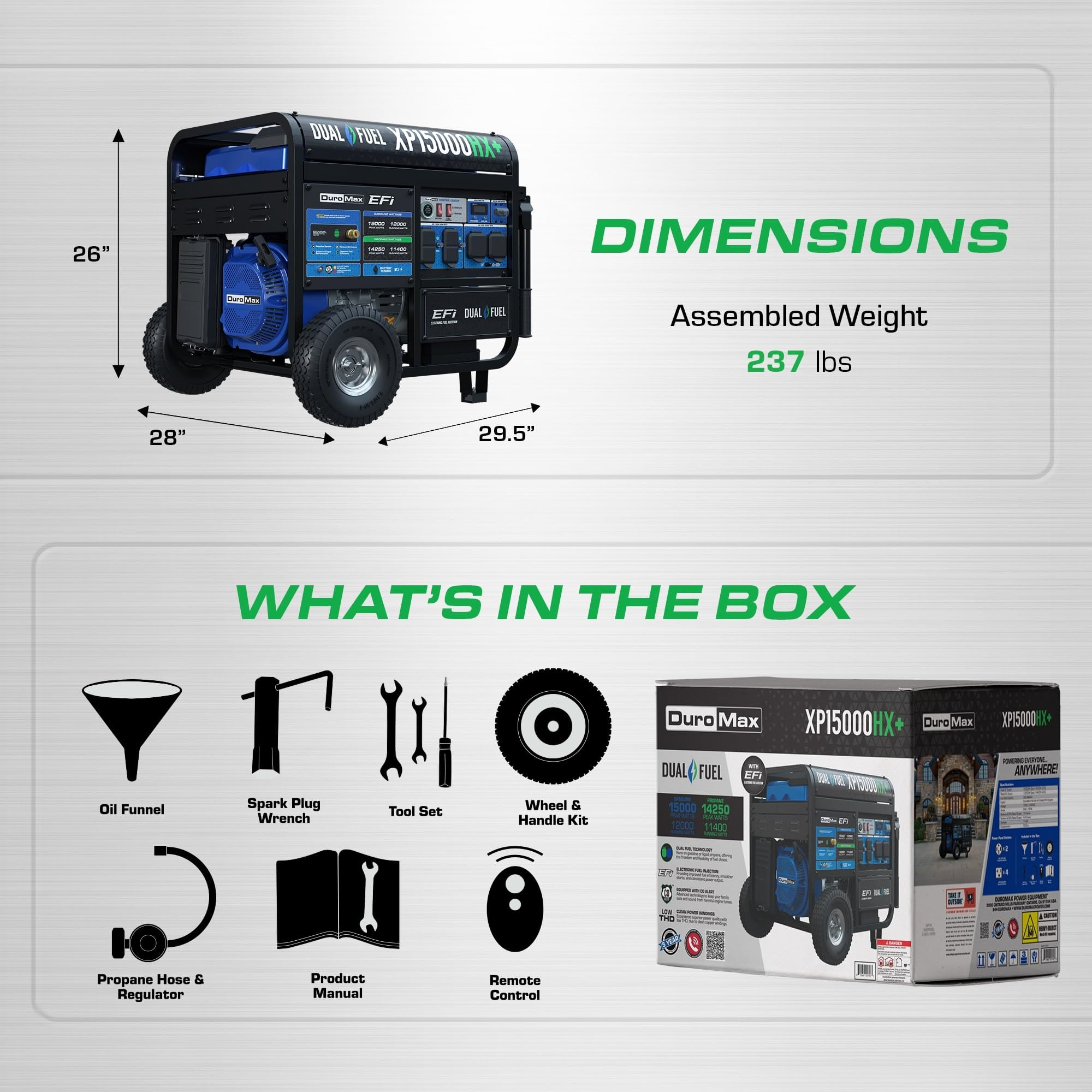 DuroMax XP12000HX 12,000-Watt Dual Fuel Portable Generator - Gas & Propane, Electric Start, Whole Home Power Backup, Transfer Switch Ready, RV & Emergency Ready Gronata