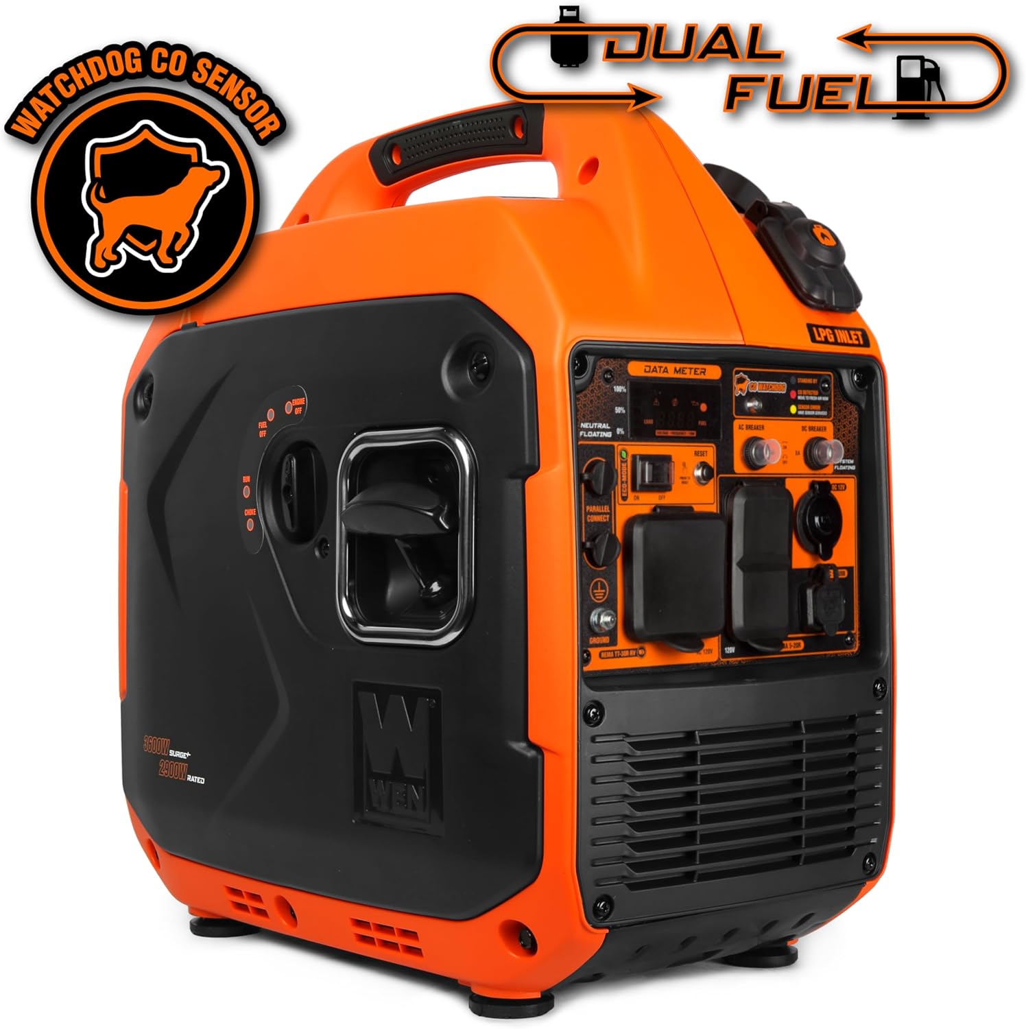 WEN Quiet and Lightweight 3600-Watt Dual Fuel RV-Ready Portable Inverter Generator with Fuel Shut Off and CO Watchdog (DF360iX) Gronata