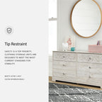 Signature Design by Ashley Shawburn Rustic 5 Drawer Chest of Smooth-Gliding Drawers and Safety Stop, White & Gray Gronata