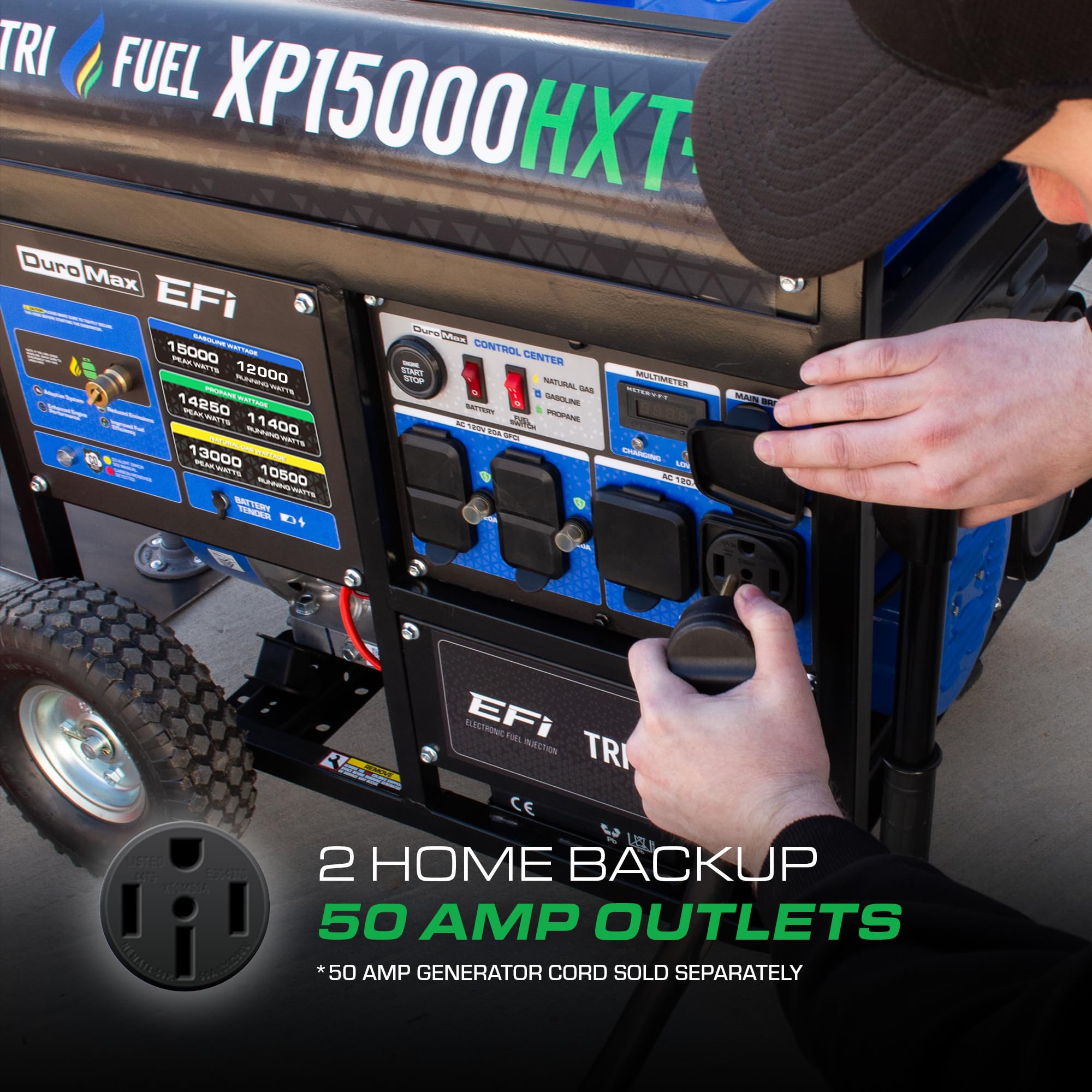 DuroMax XP13000HX 13,000-Watt Dual Fuel Portable Generator - Gas & Propane, Electric Start, Whole Home Power Backup, Transfer Switch Ready, RV & Emergency Ready Gronata