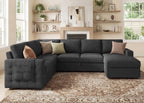 HONBAY Sectional Sleeper Sofa with Pull Out Bed U-Shape Sectional Couch Sleeper Bed with Storage Chaise 6 Seater Sleeper Sectional Sofa, Light Grey Gronata