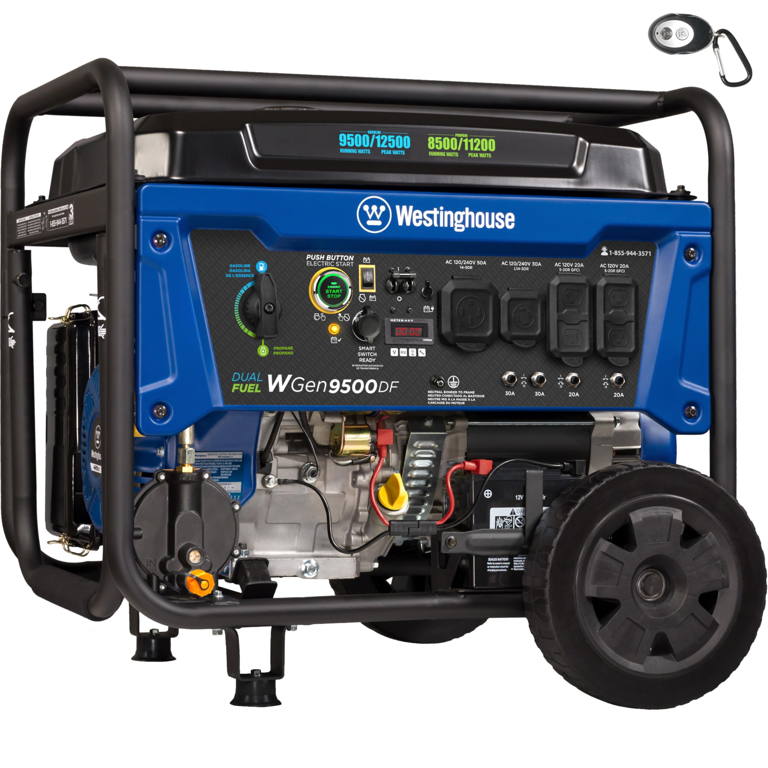 Westinghouse 28000 Peak Watt Home Backup Portable Generator, Electric Start with Auto Choke, Transfer Switch Ready 30A & 50A Outlets, Gas Powered,Blue Gronata