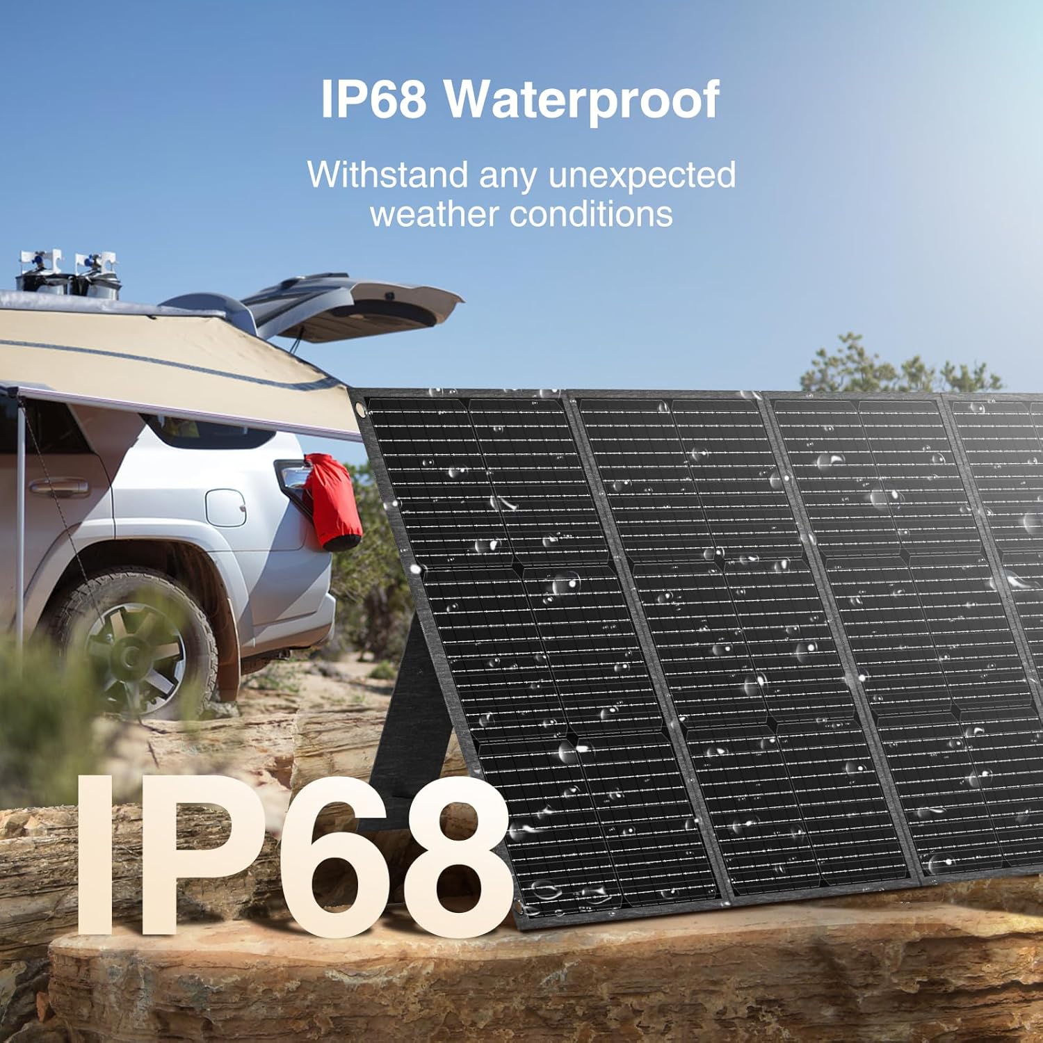 MARBERO 200W Portable Solar Panel for Power Station IP68 Waterproof 200 Watt Foldable Solar Charger >23% High Efficiency Compatible with Solar Generator for Camping RV Outdoor Cloudy Gronata