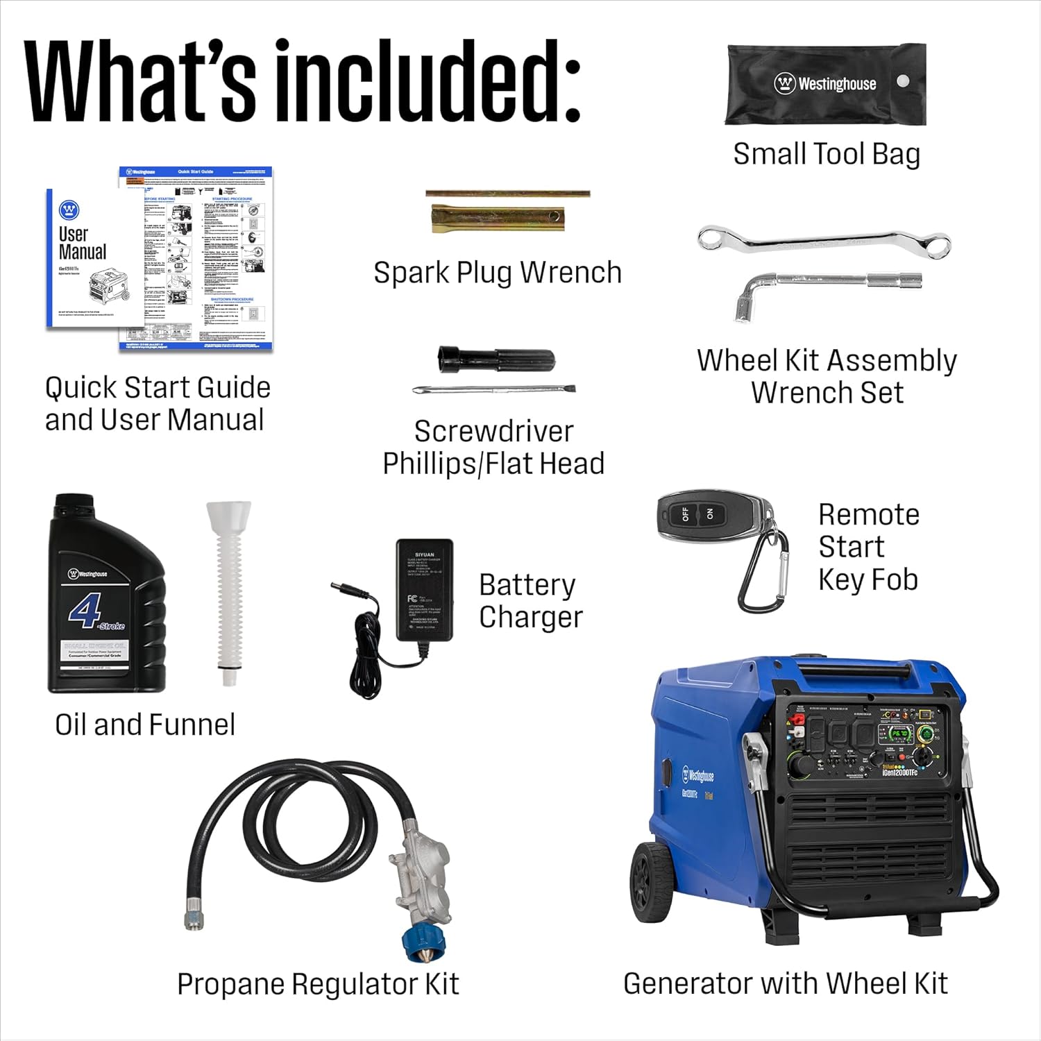 Westinghouse 12000 Peak Watt Tri-Fuel Portable Inverter Generator, Remote Start, Transfer Switch Ready, Gas/Propane/Natural Gas Powered, Low THD, Safe for Electronics, Parallel Capable, CO Sensor Gronata