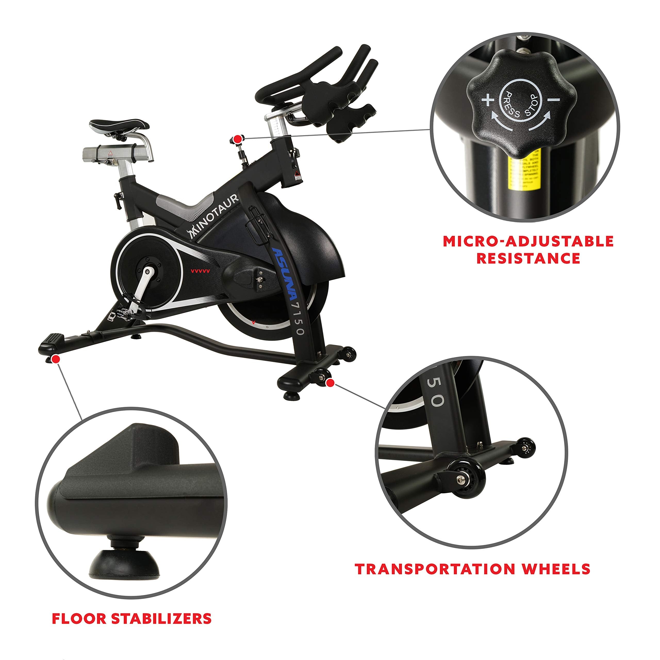Sunny Health & Fitness Indoor Cycling Exercise Bike with SPD pedals - SF-B1509, White, 47 L x 20 W x 47 5 H Gronata