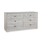 Signature Design by Ashley Shawburn Rustic 5 Drawer Chest of Smooth-Gliding Drawers and Safety Stop, White & Gray Gronata