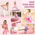 NANATI Pilates Kit 19PCS,Pilates Essentials Kit for Women,Pilates Equipment with 14.5" Pilates Ring and Ball,8 Resistance Bands,Ankle Weights,Sliders & Grip Socks Accessories for Starter Home Workouts Gronata