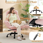 Office Chair,Big and Tall Heavy-Duty Executive Reclining Computer Gaming Chair with Footrest,Flip Armrests,Lumbar Pillow&Thicken Wider Seat for Criss Cross Legged Desk Vanity Chair,Teddy Fabric White Gronata