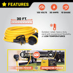 Champion Power Equipment 30-Foot 30-Amp 125-Volt RV Generator Power Cord, (TT-30P to L5-30R) Gronata
