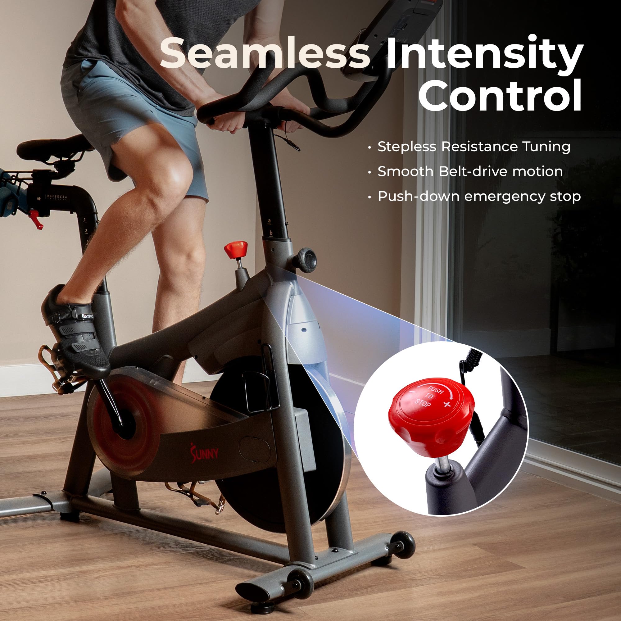 Sunny Health & Fitness Nova Smart Indoor Cycling Bike – Magnetic Resistance Exercise Bike with SunnyFit App, Quiet Belt Drive & Compact Home Cardio Bike for Beginners Gronata