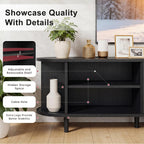 OneBlis 70" Mid Century Modern TV Stand, Wood TV Consoles with Sliding Doors and Power Outlet, Entertainment Center with Adjustable Shelves, Fluted TV Stands for Living Room, Walnut Gronata