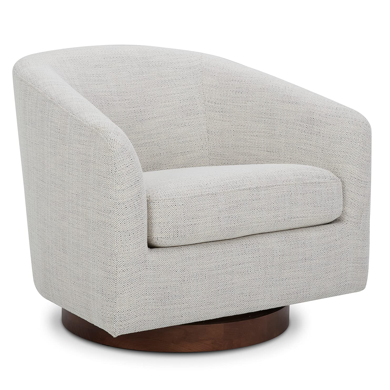 CHITA Swivel Accent Chair, Fully Assembled Fabric Barrel Armchair with FSC Certified Upholstered for Living Room, Bedroom and Office, Cream Gronata