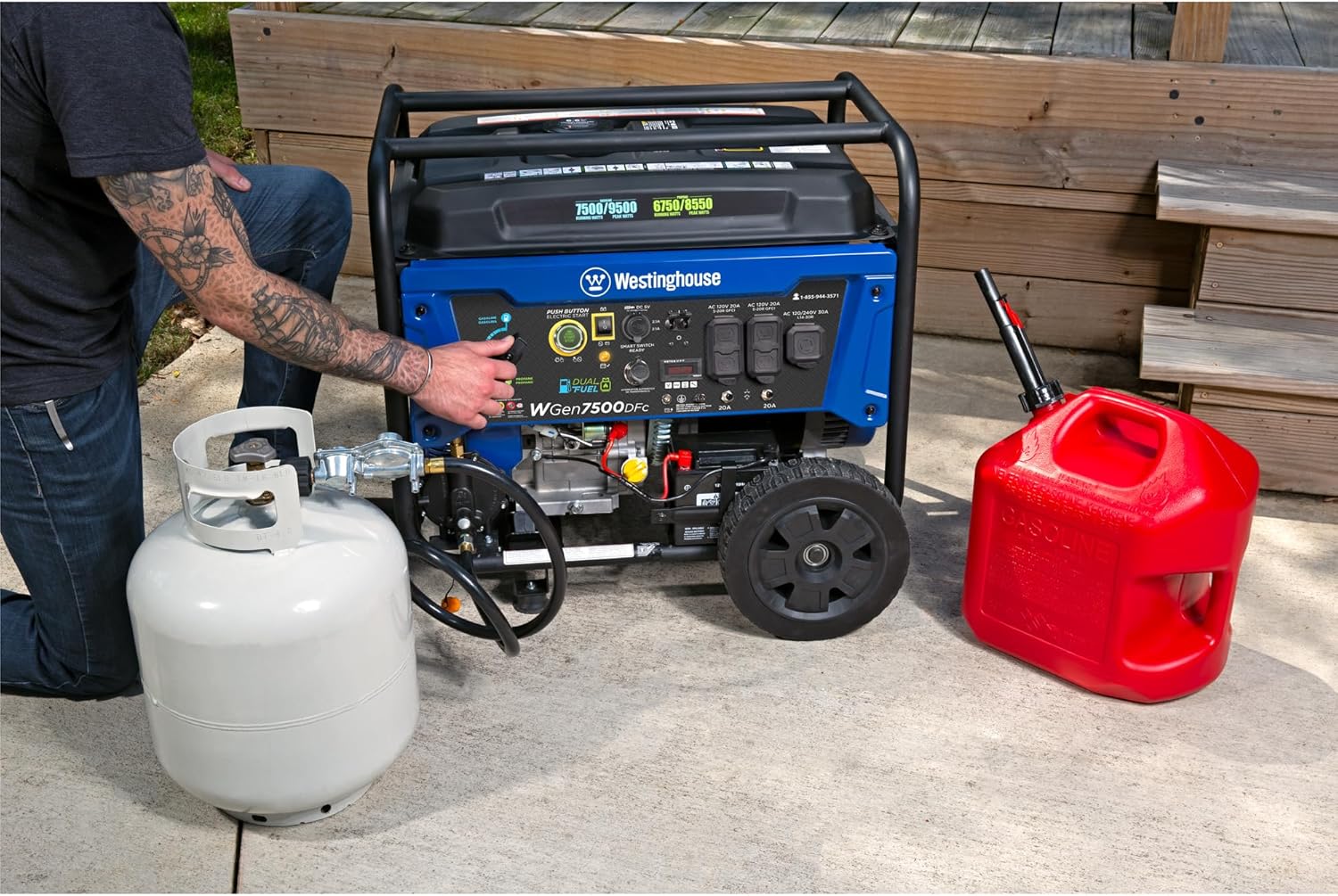 Westinghouse 9500 Peak Watt Dual Fuel Home Backup Portable Generator, Electric Start, Transfer Switch Ready, Gas & Propane Powered, CO Sensor Gronata