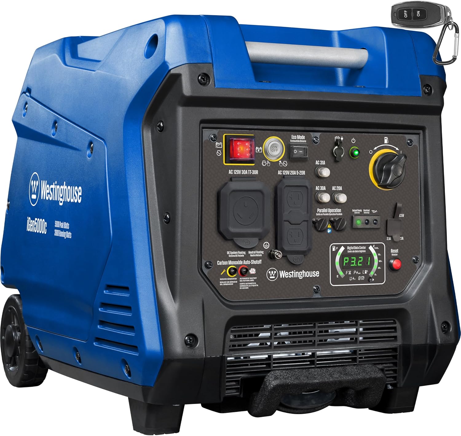 Westinghouse 5000 Peak Watt Super Quiet Portable Inverter Generator, Remote Electric Start with Auto Choke, RV Ready 30A Outlet, Gas Powered, CO Sensor, Parallel Capable Gronata