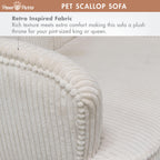 Paws & Purrs Retro Scalloped Back Sofa Style Pet Bed, Dog & Cat Couch with Tufted Cushion & Armrest, Stylish Indoor Pet Furniture, Sage Gronata