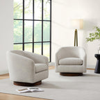 CHITA Swivel Accent Chair, Fully Assembled Fabric Barrel Armchair with FSC Certified Upholstered for Living Room, Bedroom and Office, Cream Gronata