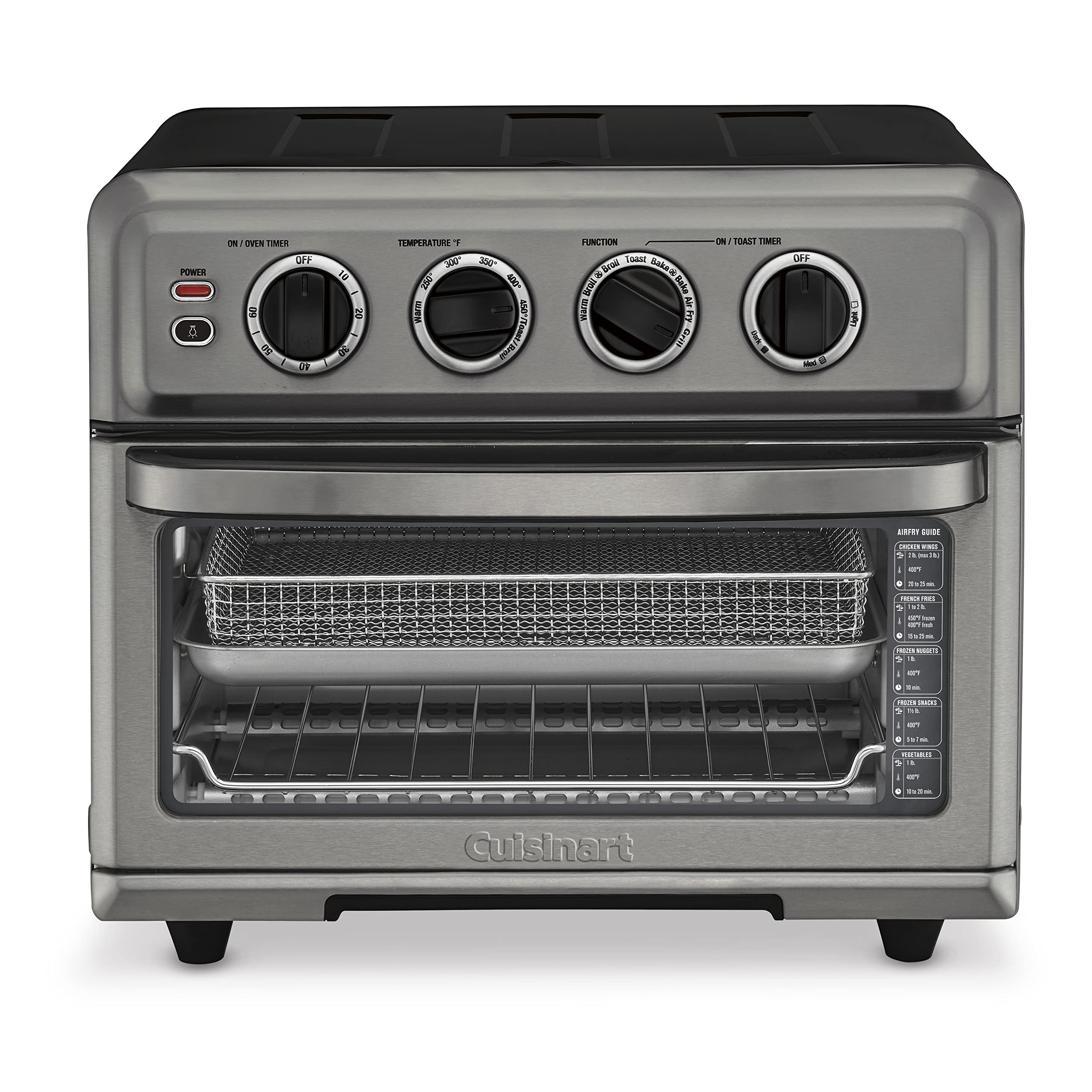 Cuisinart Air Fryer Toaster Oven, 1800W, 8-in-1 with Air Fry, Convection, Broil & Warm, 0.6 Cubic Feet, 60-Minute Timer, TOA-70NAS, Stainless Steel Gronata
