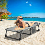 DoCred Heavy Duty Chaise Lounge Chair, Adjustable 5-Position Folding Chaise Lounge Chairs for Outside, Portable Lay Flat Beach Lounge Chair for Outdoor Sunbathing Beach Pool Lawn Camping Gronata