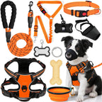 YXFDOYT No Pull Dog Harness Adjustable Collar & Leash Set - Dog Halter Harnesses Collapsible Bowls & Poop Bag Dispenser Muzzle ID Tags Toys Fits Small Medium Large Dogs (Pink-L) Gronata