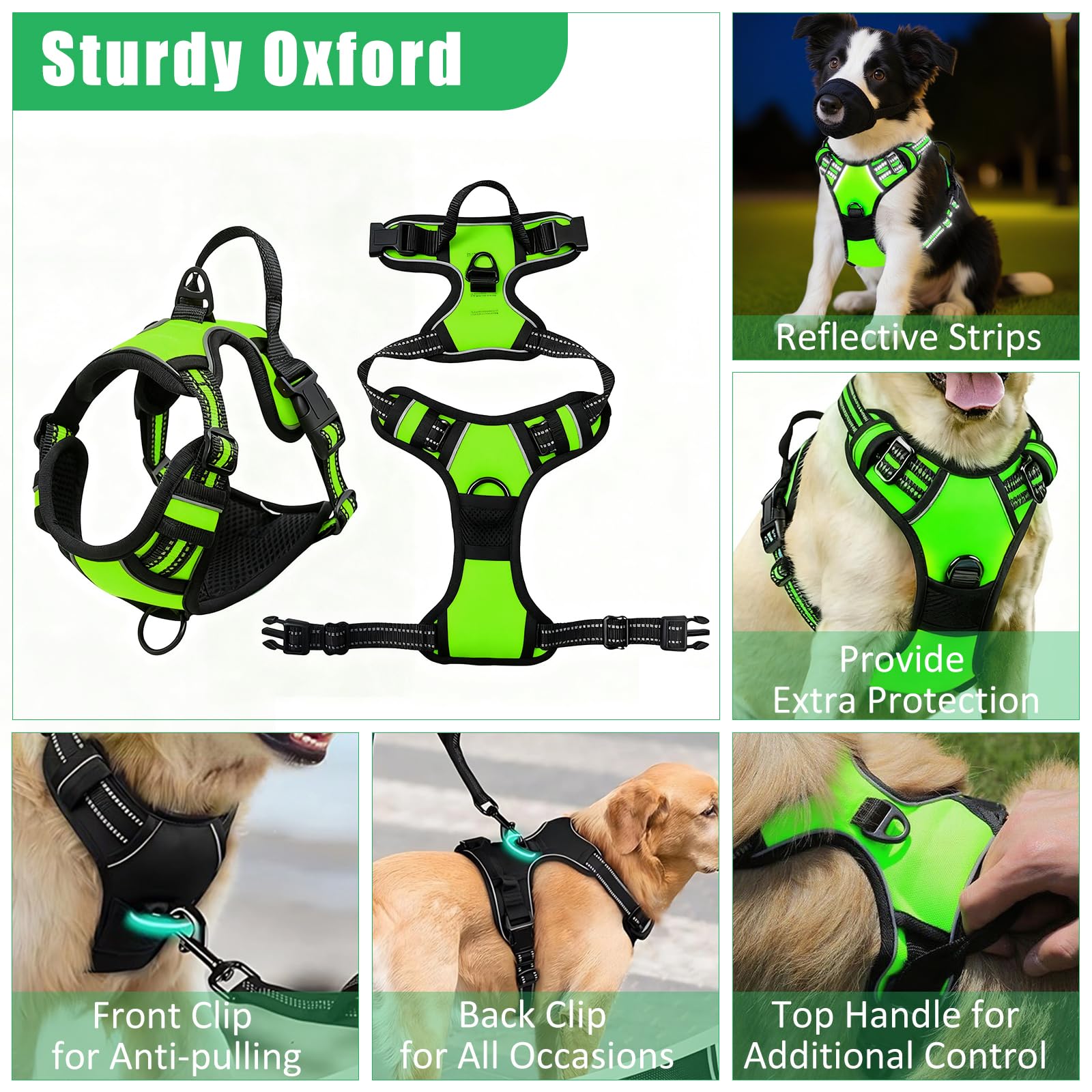 YXFDOYT No Pull Dog Harness Adjustable Collar & Leash Set - Dog Halter Harnesses Collapsible Bowls & Poop Bag Dispenser Muzzle ID Tags Toys Fits Small Medium Large Dogs (Pink-L) Gronata