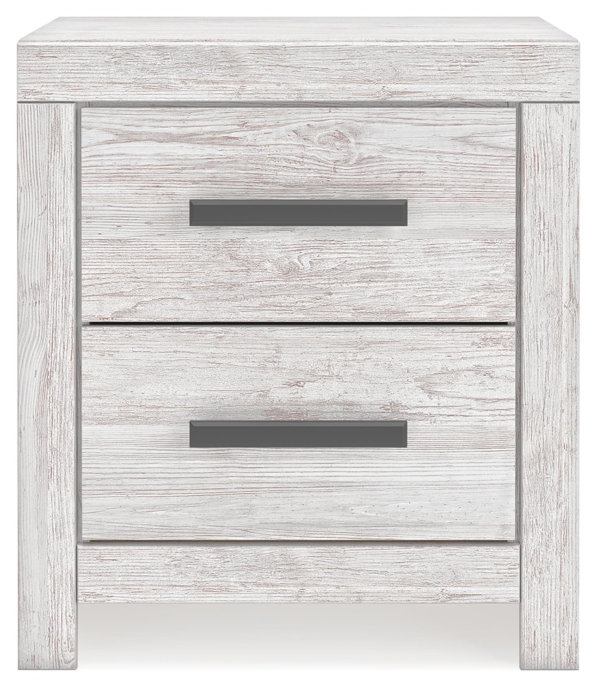 Signature Design by Ashley Wynnlow Rustic 2 Drawer Two Drawer Nightstand, 24.41" Tall, Weathered Gray Gronata
