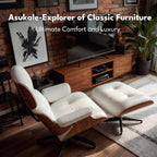 Asukale Top Grain Leather, Mid Century Chaise Lounge Chair and Ottoman, Modern Chair Classic Design, Heavy Duty Base Support for Living Room Study Lounge Office, Palisander-White Gronata