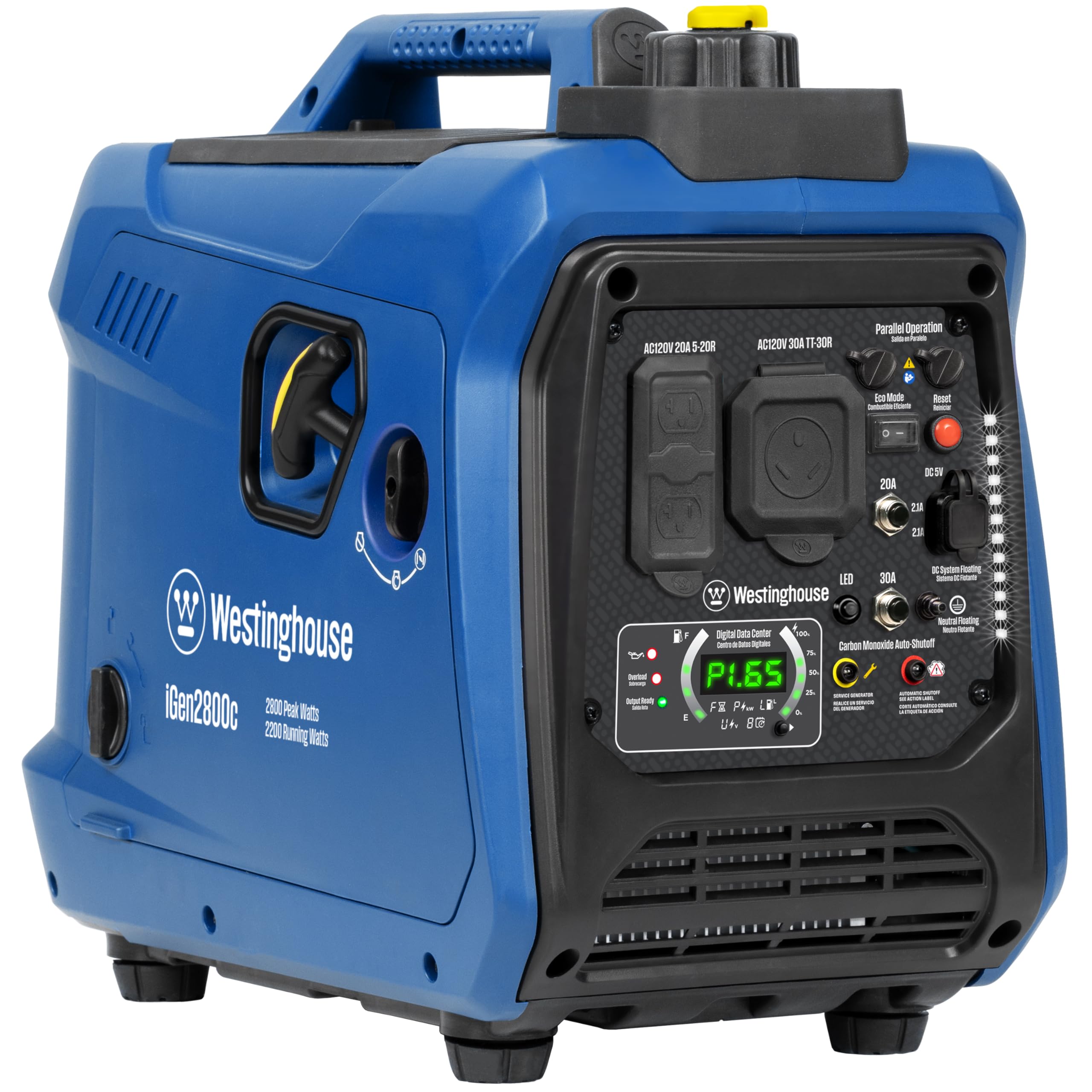 Westinghouse 1500 Peak Watt Super Quiet & Lightweight Portable Inverter Generator, Gas Powered, CO Sensor, Parallel Capable, Long Run Time,Blue Gronata