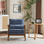 Karl home Accent Chair Wide Armrest Mid-Century Lounge Chair Linen Fabric Armchair with Lumbar Pillow & Solid Wood Frame for Living Room, Bedroom, Balcony, Green Gronata