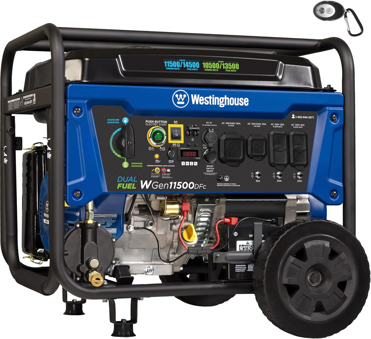 Westinghouse Outdoor Power Equipment 14500 Peak Watt Dual Fuel Home Backup Portable Generator, Remote Electric Start, Transfer Switch Ready, Gas and Propane Powered Gronata